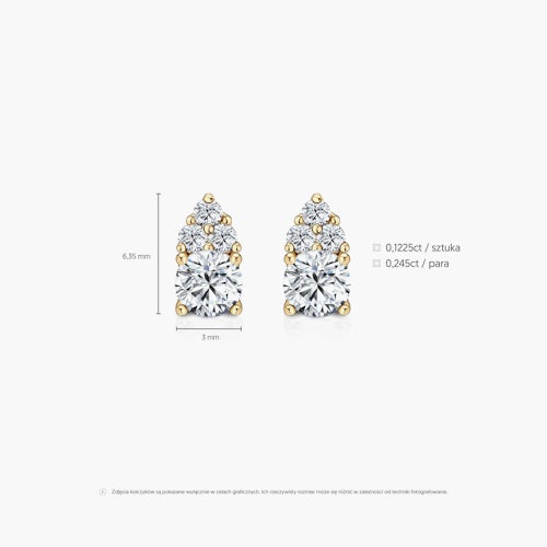 Kolczyki Fairytale: złoty, diamenty laboratoryjne